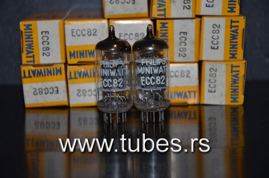 ECC82 12AU7 Philips Heerlen 1966 Delta codes NOS NIB Platinum Matched Pair