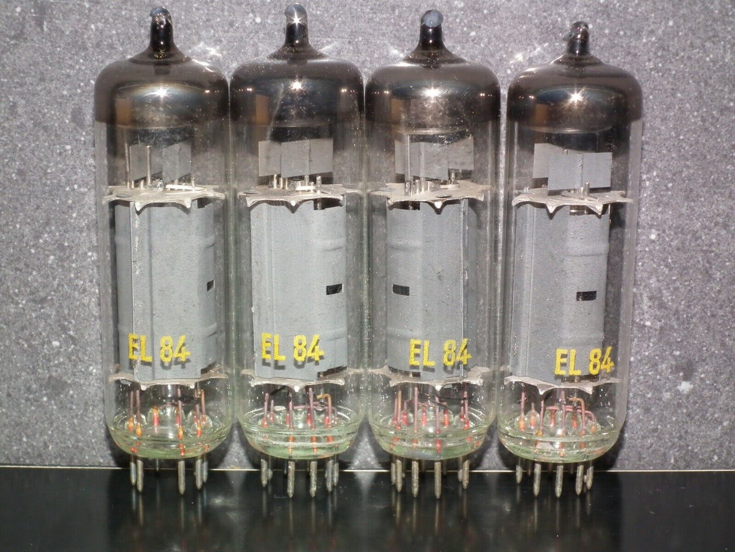 EL84 6BQ5 RFT Germany - NOS platinum matched pair early 60s - RARE WELDED PLATES