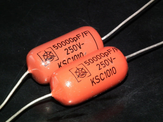 Two polystiren capacitors 50000pF 0.05uF 250V ISKRA SIEMENS 1974 HI End Tube Amp