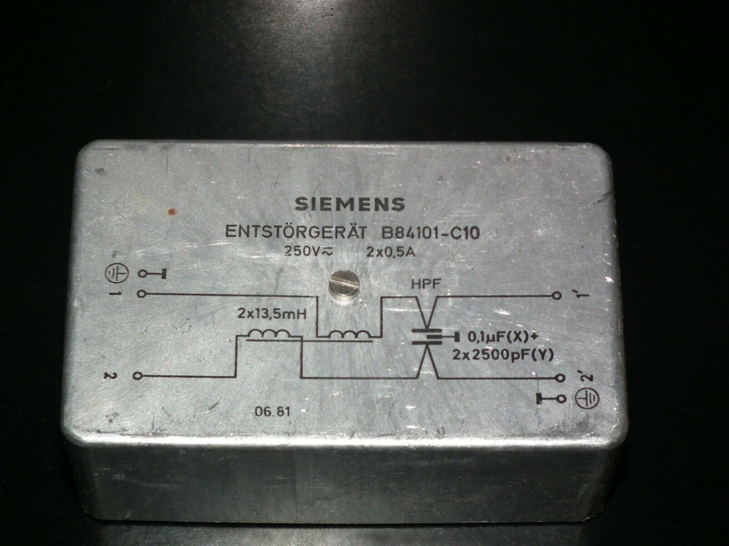 Siemens RFI Power Line Filter 250V 2x0.5A NOS Germany B84101-C10  Entstorgerat