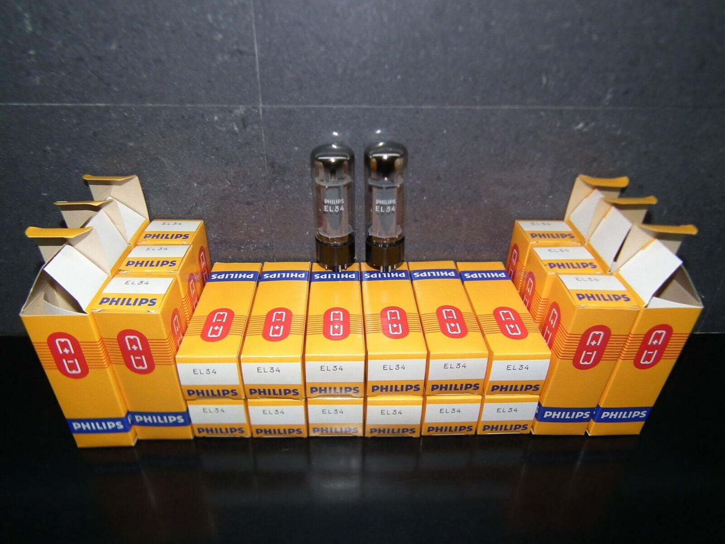 EL34 Mullard Platinum Matched Pair NOS NIB Blackburn Xf4 1979, rebranded Philips
