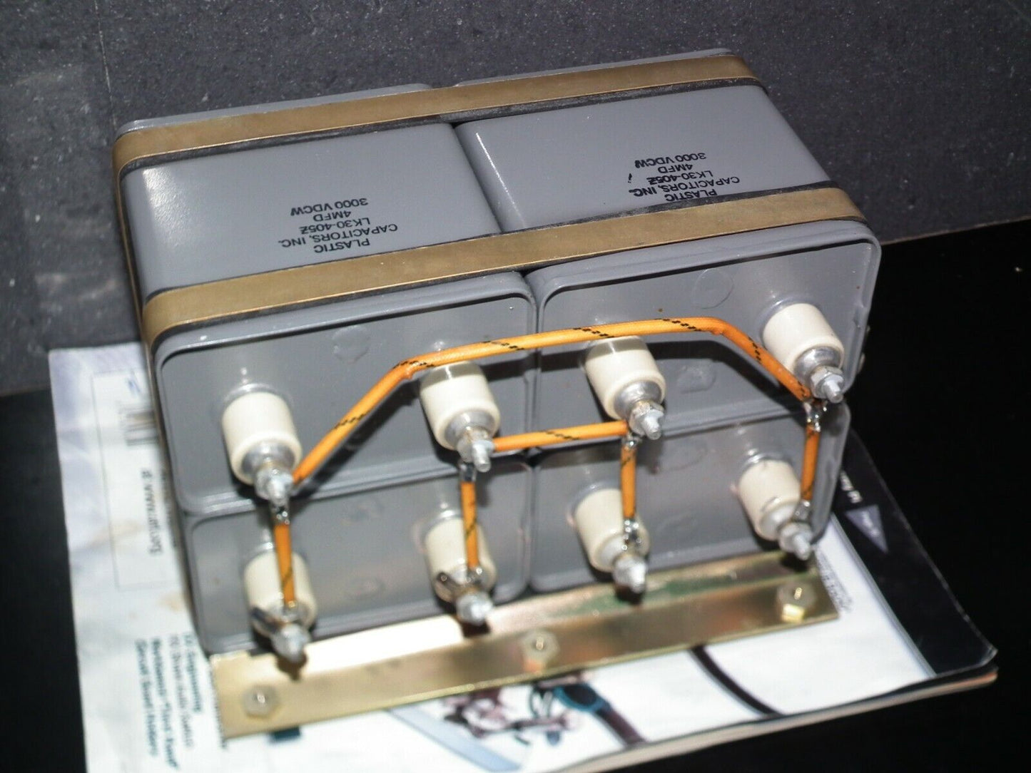 Plastic INC PIO Capacitor module 16 mfd 3000V NOS 4 x 4u 3KV 16u 3000V