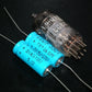 Two vintage NOS F&T electrolytic capacitors 22uF 350V Made in West Germany 70s