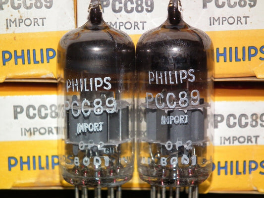 PCC89 7FC7 Philips Matched Pair NOS NIB Mullard Blackburn production 1970