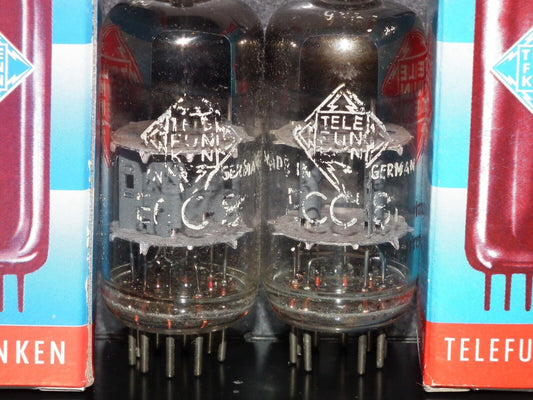 NOS Matched Pair ECC81 Telefunken 12AT7 Diamond Bottom Same Codes West Germany