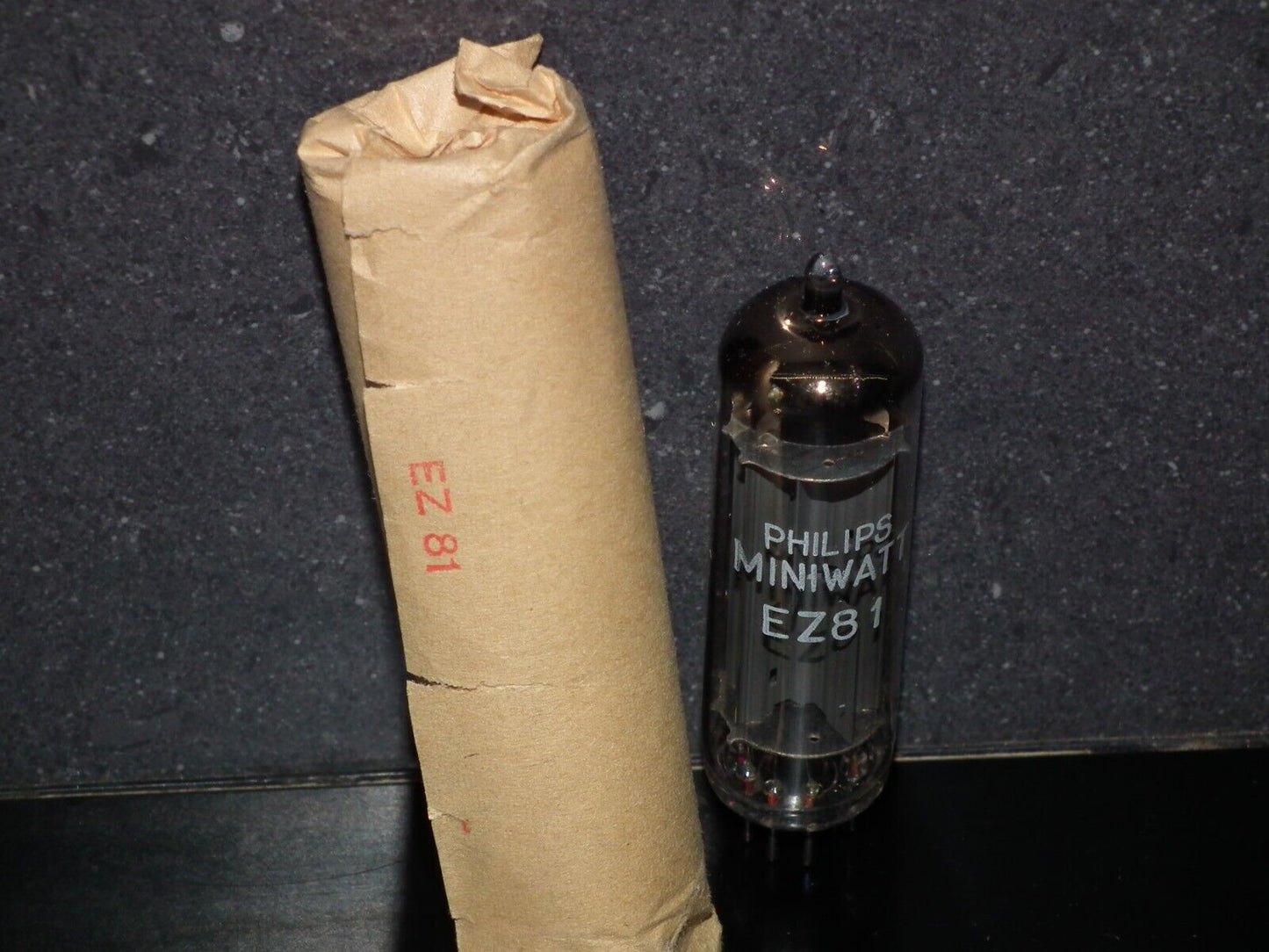 EZ81 Mullard 6CA4 NOS in Original wrap pack Rebranded Philips Miniwatt 1965