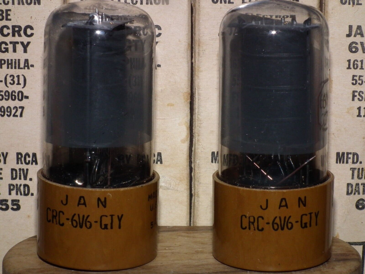 6V6GTY RCA JAN NOS Platinum Matched Pair Brown Base tested 100% Made in USA 1955