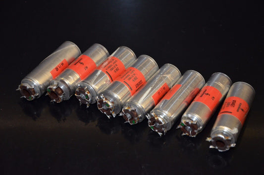 Two (2pcs) styroflex polystyrene Siemens  Klangfilm capacitors 250V 101nF 0.1uF