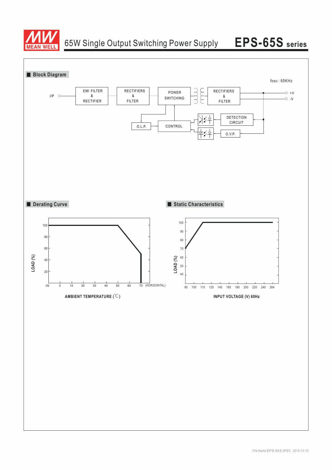 MEAN WELL NEW EPS-65S-5 5V 11A 55W Single Output Power Supply