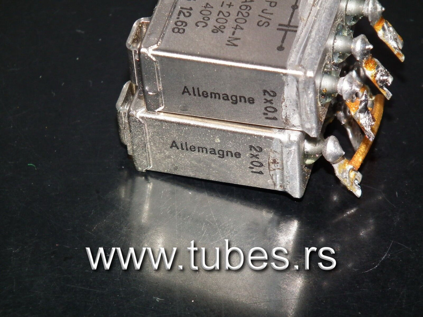 Two vintage Siemens PIO capacitors 2 x 0.1 uF / 630V Klangfilm tube audio