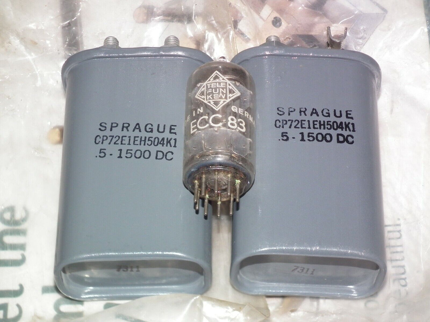 Two NOS Genuine SPRAGUE PIO Capacitors 0.5mfd 1500V CP72E1EH504K1