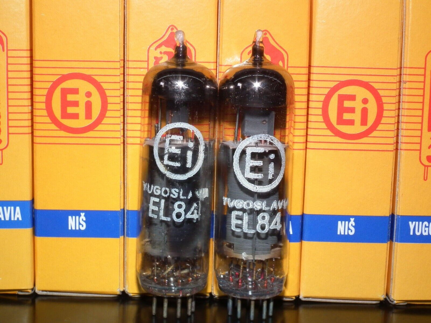 EL84 6BQ5 Tungsram Hungary - NOS platinum matched pair from 70s NOS NIB EI Boxes