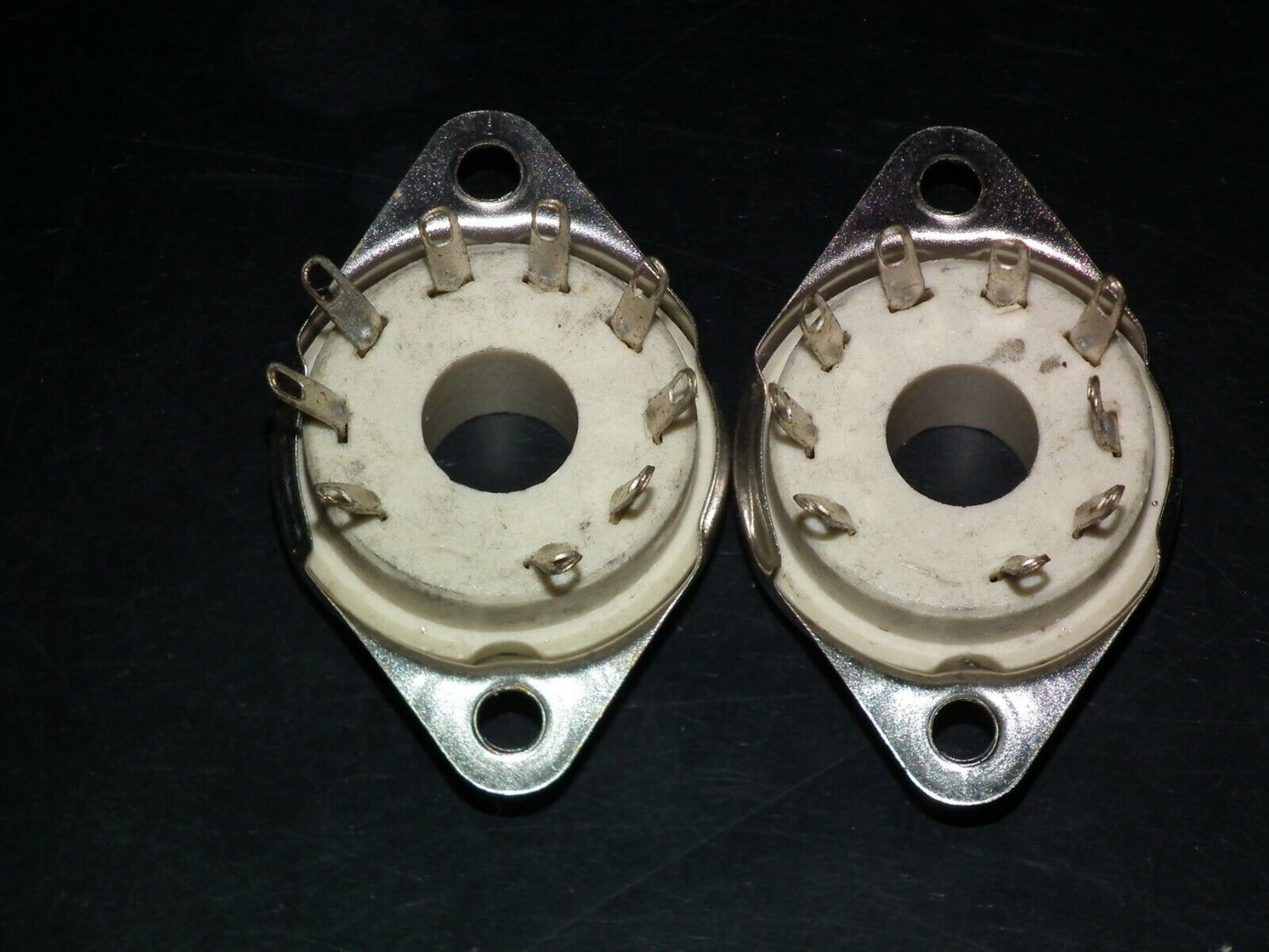 TWO VINTAGE NOS MAGNOVAL Vacuum Tube CERAMIC Sockets Valve Base PL519 EL509