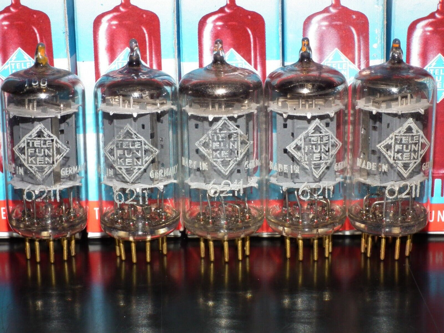Platinum Matched Pair 6211 Telefunken ~ECC82 Tested NOS DB Gold Pins Same codes