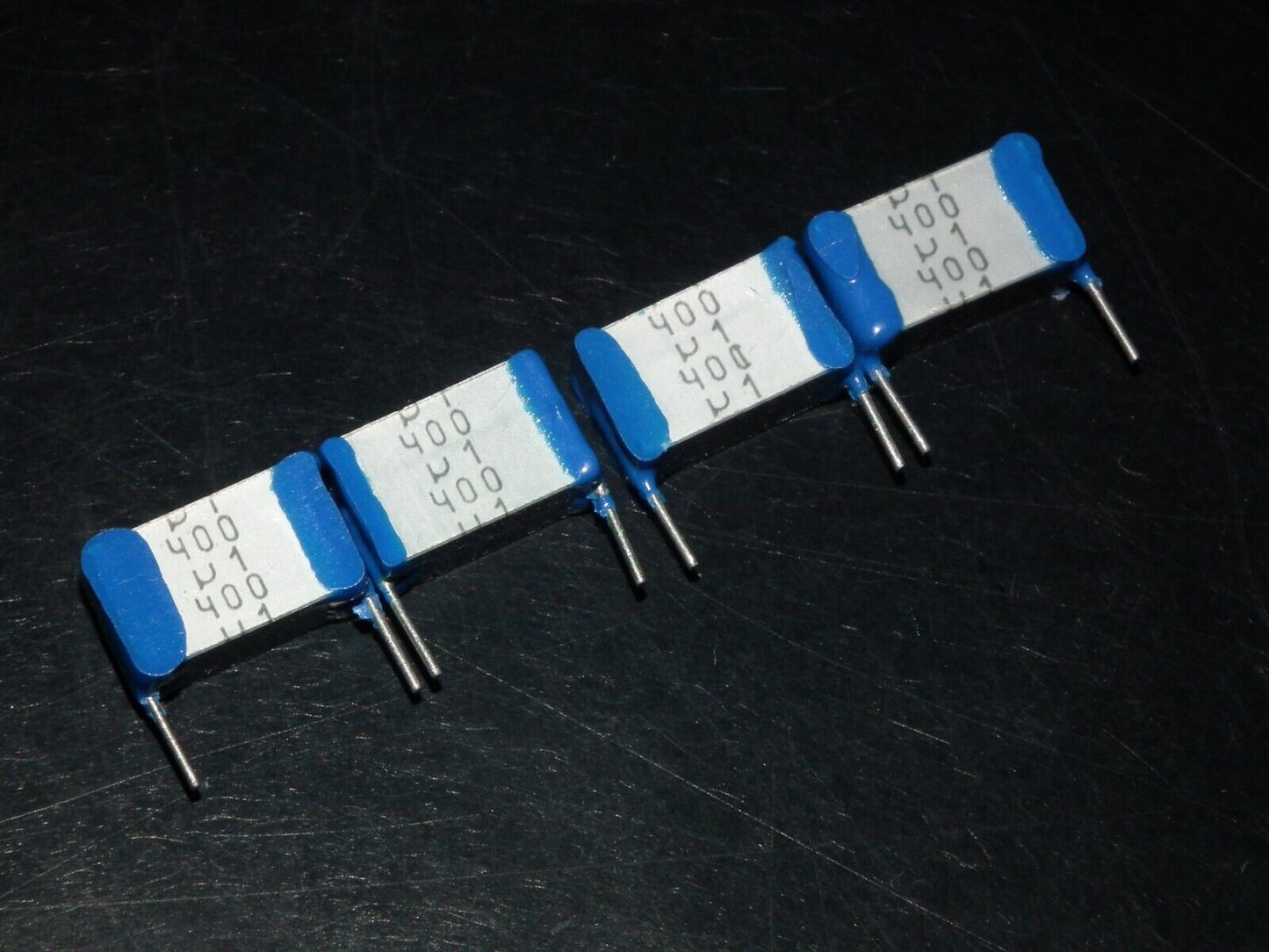 NOS Siemens 100nF 400V MKT Film Capacitor Silver Blue Cap 4pcs Tube Audio