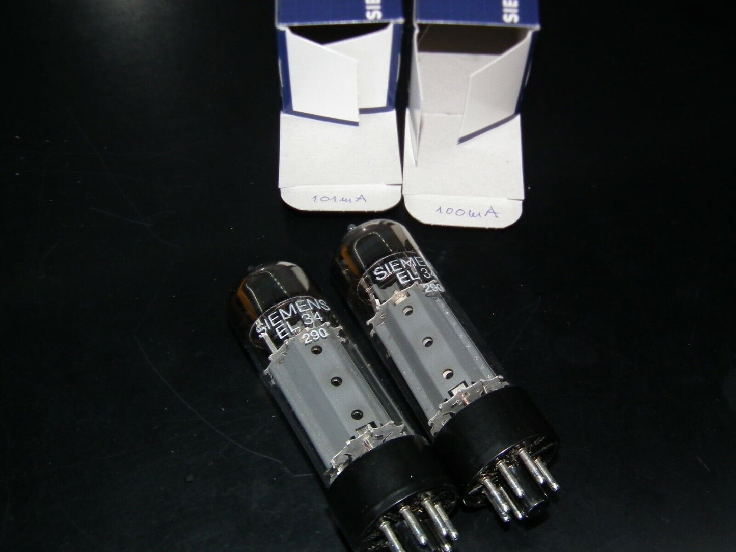 EL34 Siemens 6CA7 NOS NIB Platinum Matched pair WELDED PLATES OO getter EI make