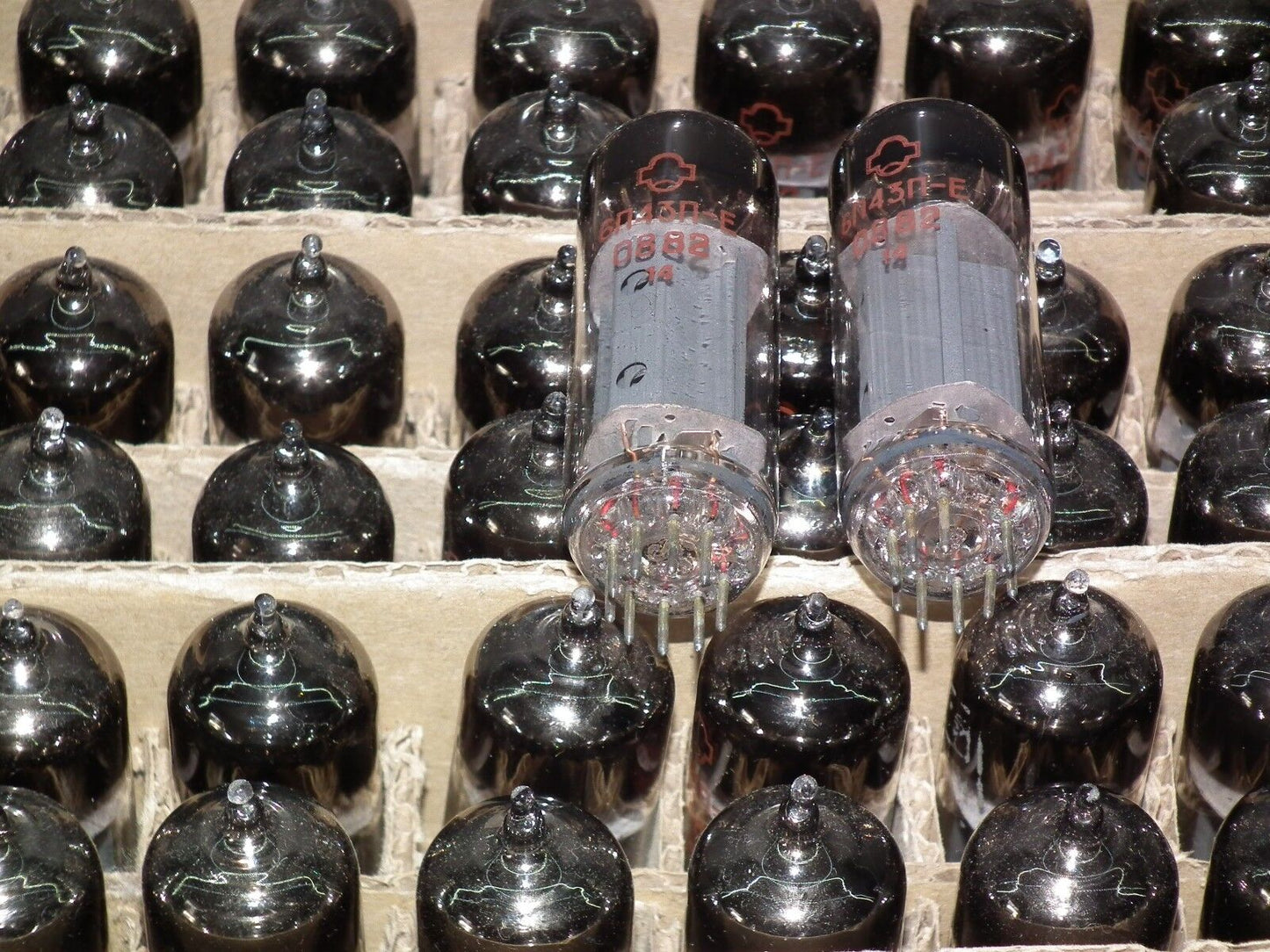 Platinum matched pair 6P43P-E Reflektor ( EL86 6CW5 )  NOS tube audio pentode