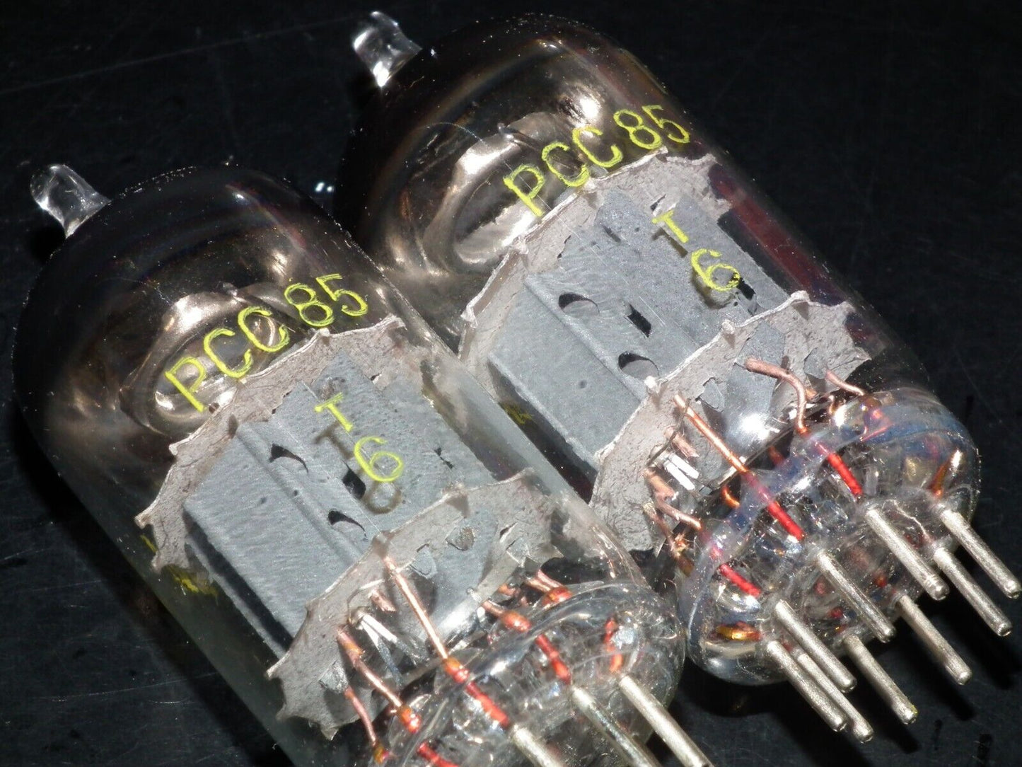 PCC85 Tungsram Austria Platinum Matched Pair NOS NIB Thick Getter late 50s NoL