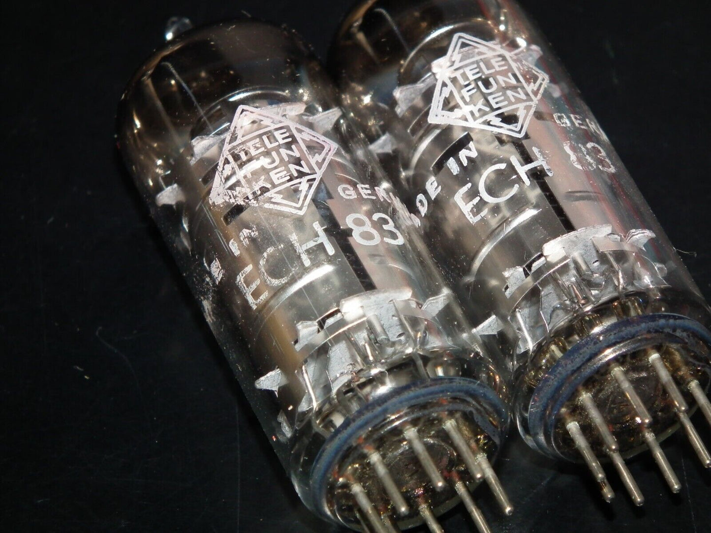 Matched Pair ECH83 Telefunken NOS NIB Diamond Bottom Berlin plant, the same code