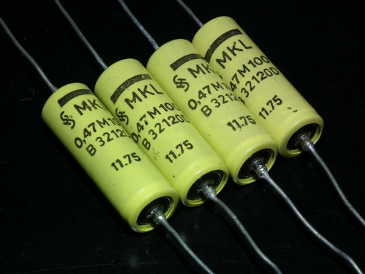Four 4 NOS vintage Siemens MKL Capacitors 470nF 100V Klangfilm West Germany 70s