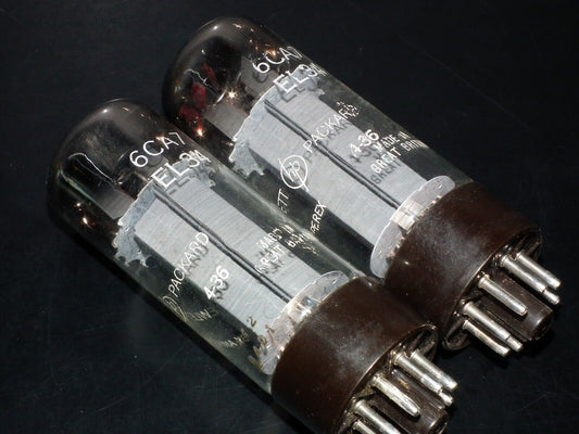 EL34 6CA7 Mullard Xf2 OO  Getter Welded Anodes Platinum Matched Pair Tested NOS