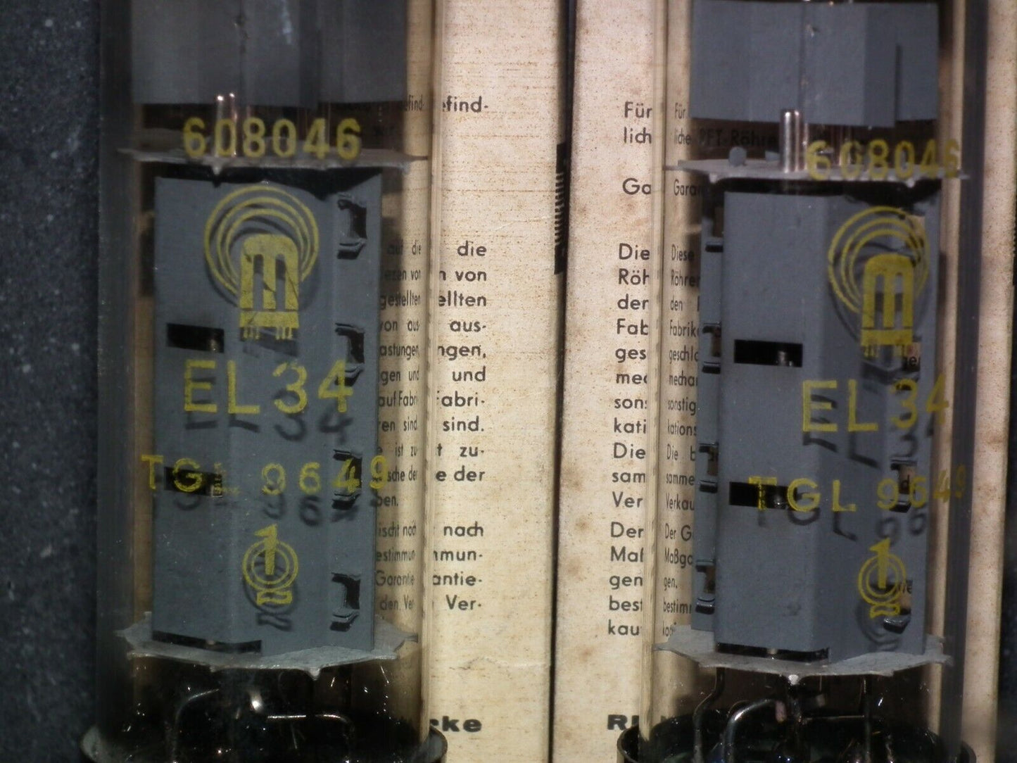EL34 RFT RARE Short Base Platinum Matched Pair NOS NIB Germany early 60s 608046