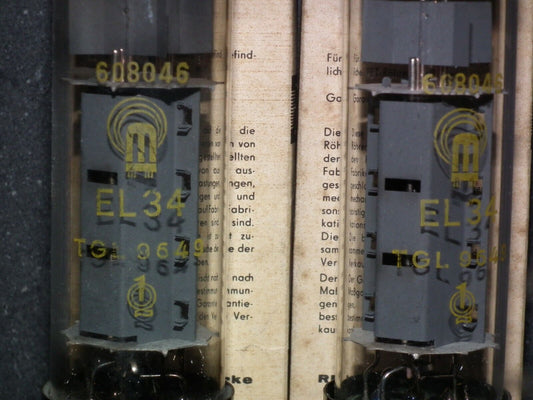 EL34 RFT RARE Short Base Platinum Matched Pair NOS NIB Germany early 60s 608046