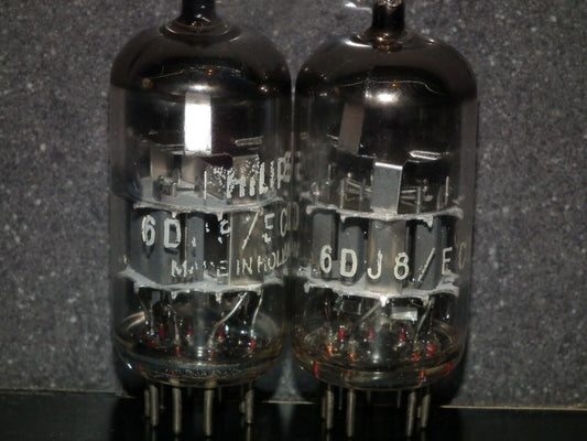 ECC88 6DJ8 Philips Holland Platinum Matched Pair Dual Stage Tested 90-100%