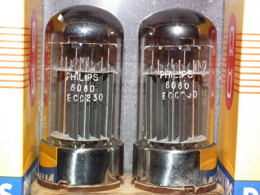 MULLARD 6080 6AS7 5998 ECC230 Matched pair NOS SPECIAL QUALITY rebranded Philips