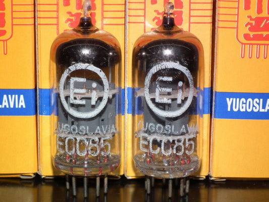 ECC85 6AQ8 EI Philips NOS NIB Platinum matched pair, old type early 70s