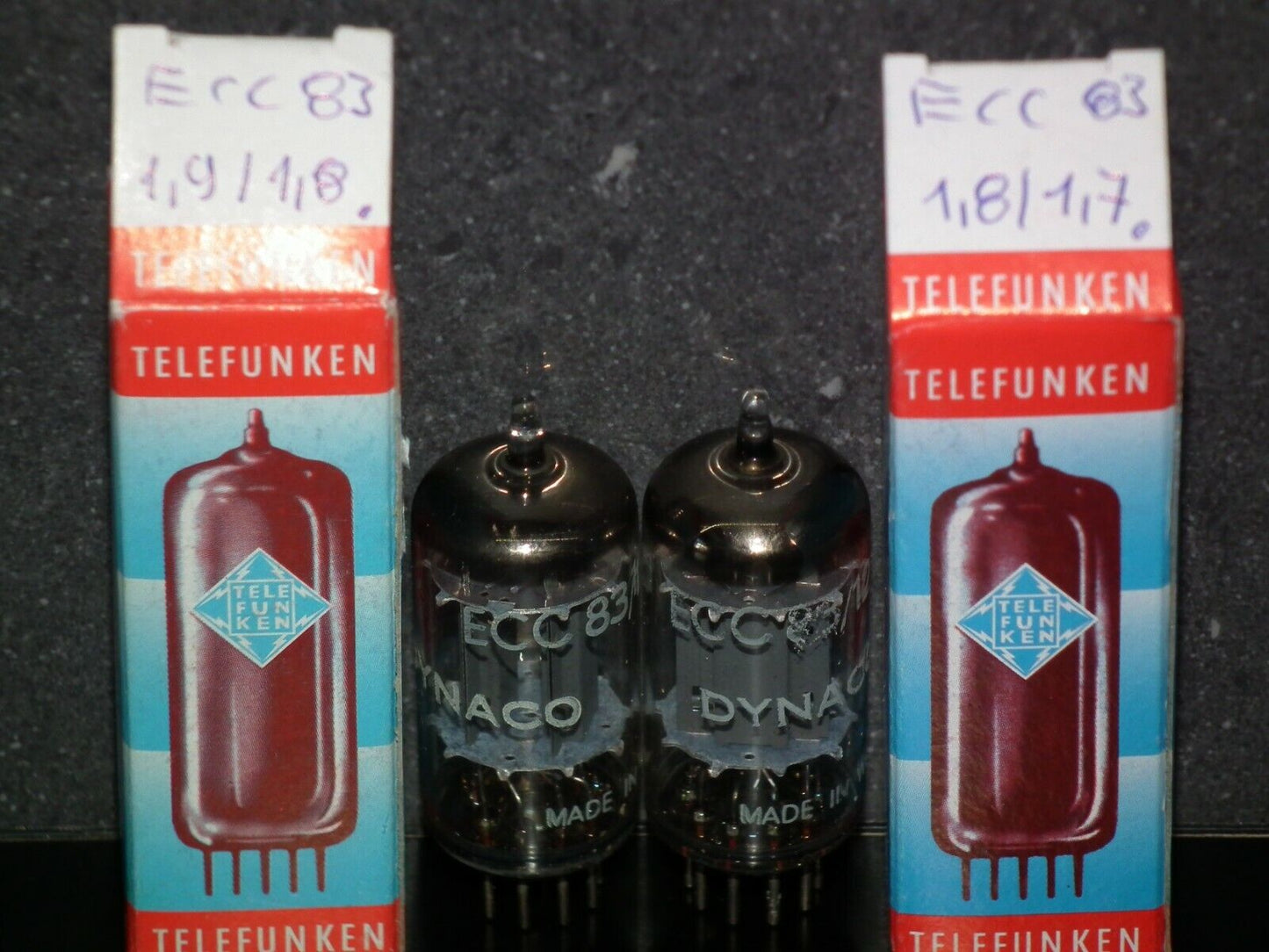 ECC83 Telefunken 12AX7 Matched Pair Smooth plates, diamond bottom, DYNACO USED