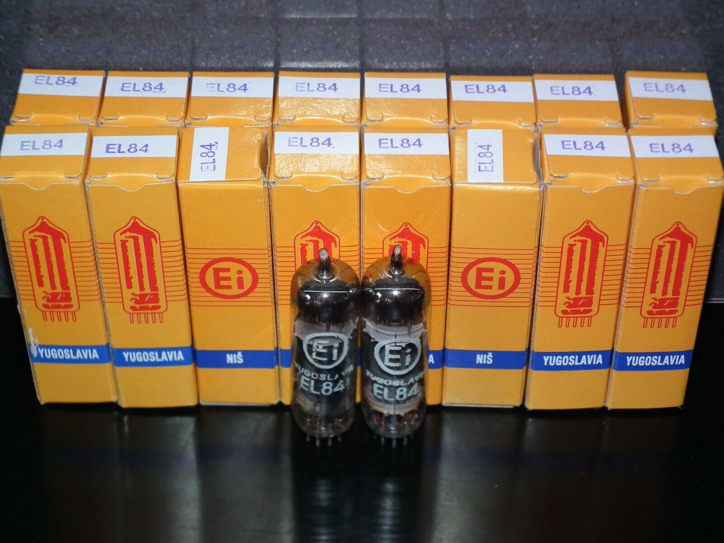 EL84 6BQ5 Tungsram Hungary - NOS platinum matched pair from 70s NOS NIB EI Boxes