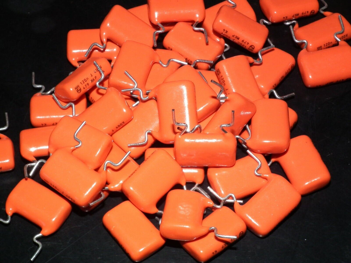 Four (4psc) vintage NOS MKP capacitors 120nF 400V Philips Polypropylene Film 479