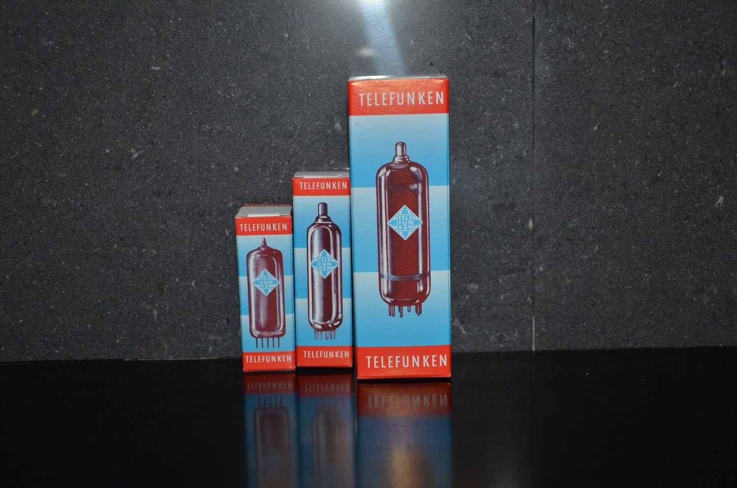 16 pcs TELEFUNKEN Tube Boxes THREE SIZES (Noval / Octal ) ECC83 EL84 EL34 GZ34