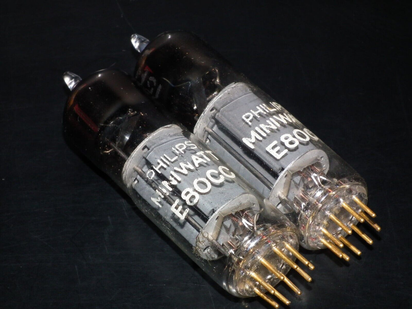 Philips E80CC 6085 Matched pair (Rare FOIL D Getter, PINCHED WAIST!) Tested NOS