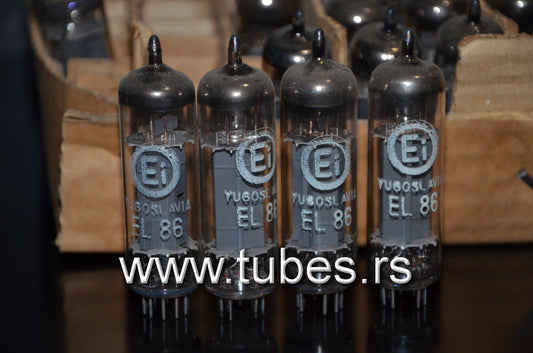 Platinum matched quad EL86 6CW5 EI Yugo (Philips) NOS tube audio output pentode