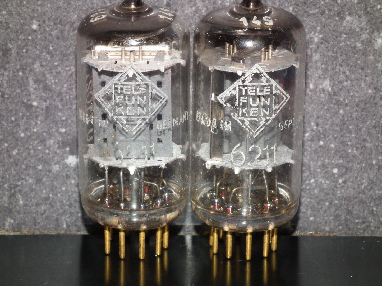 Platinum Matched Pair 6211 Telefunken ~ECC82 Tested 80% DB Gold Pins ULM codes