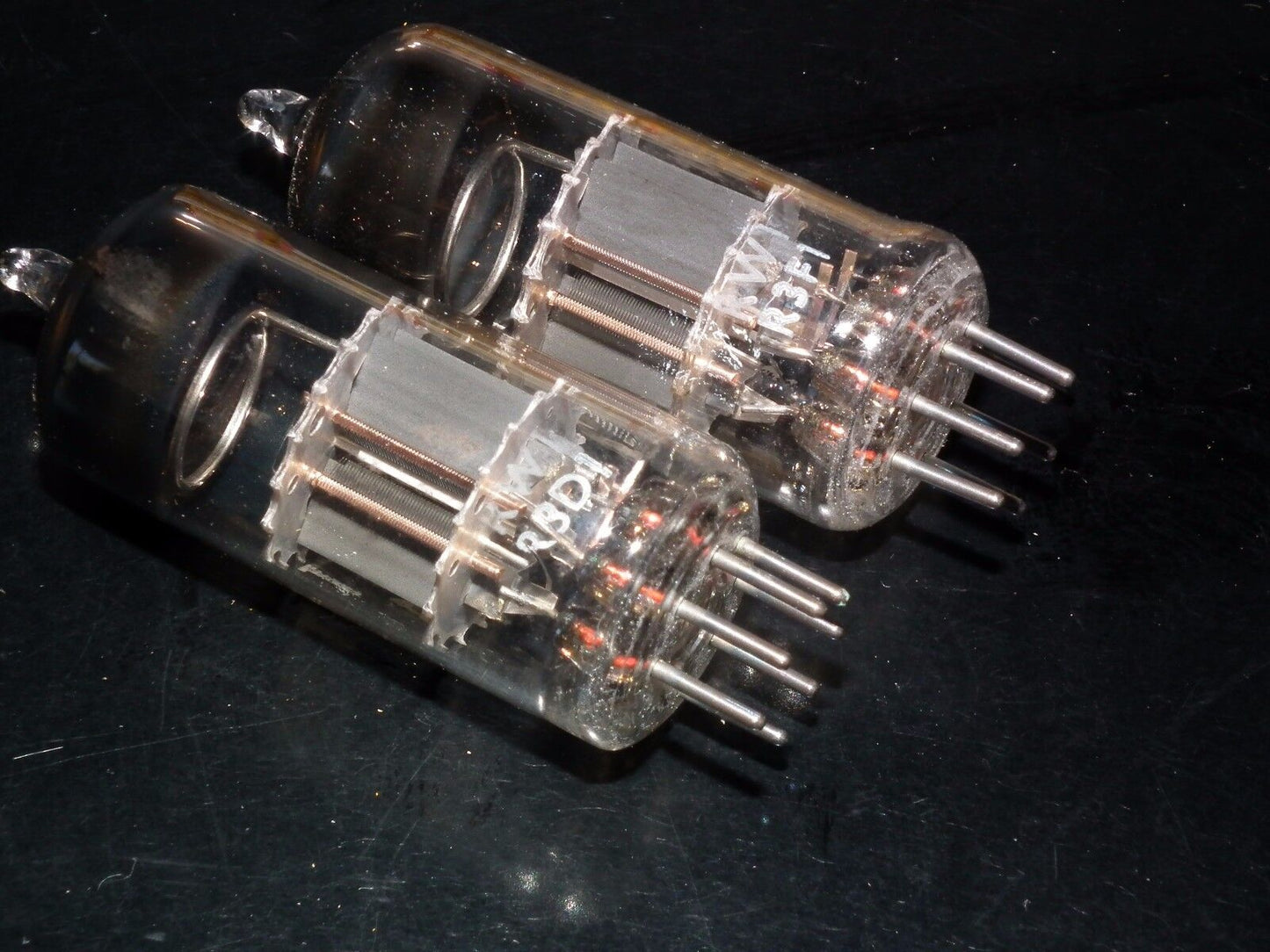 ECC91 6J6 Mullard rebranded Philips NOS NIB Platinum matched pair, G. Britain 63