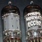 Matched Pair 12AU7 Philips ECC82 Long Anodes 17mm CrossFoil D Getter k63 1957