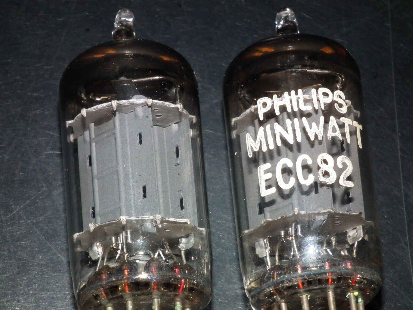 Matched Pair 12AU7 Philips ECC82 Long Anodes 17mm CrossFoil D Getter k63 1957