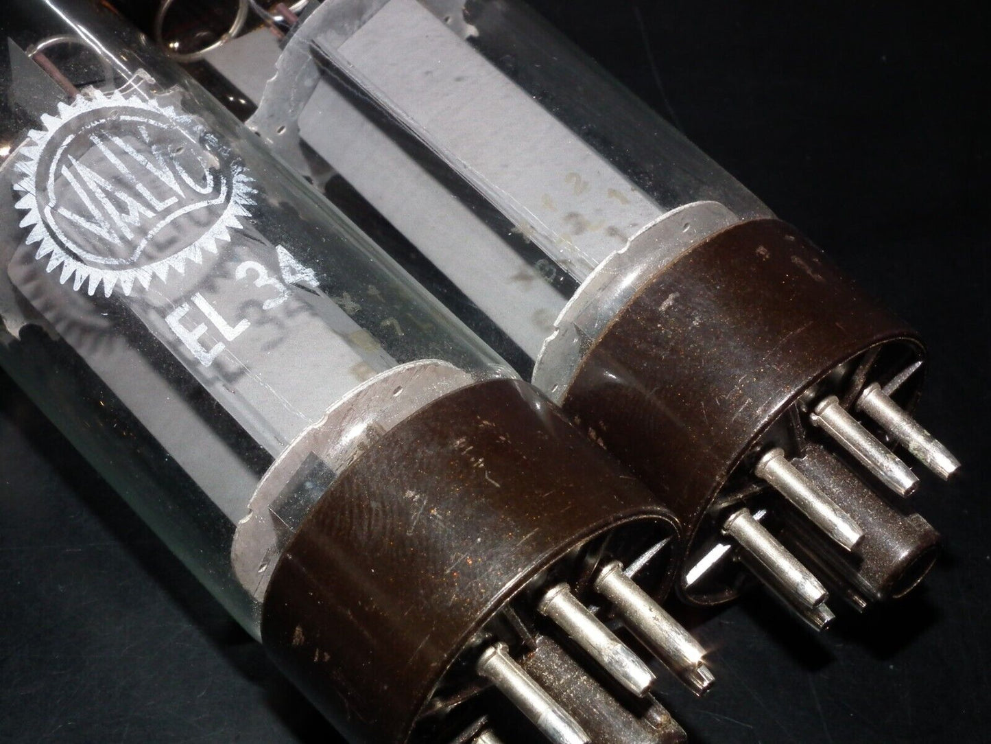EL34 6CA7 Mullard Xf2 OO  Getter Welded Anodes Platinum Matched Pair 80/100%