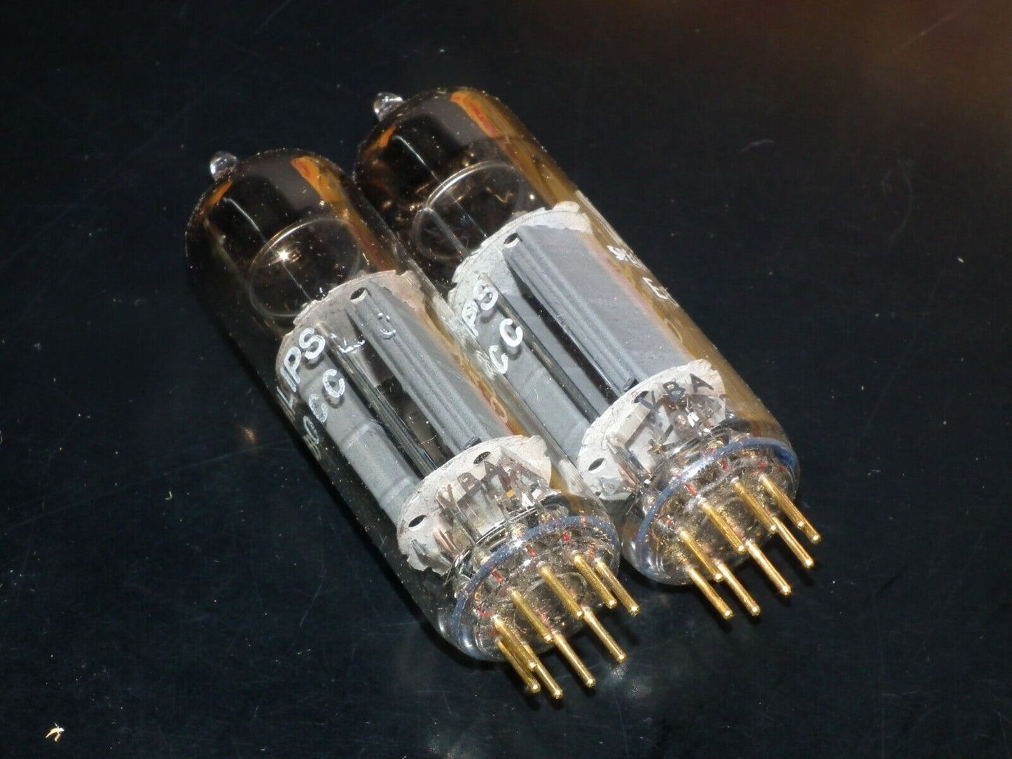 Philips E80CC 6085 Platinum Matched pair NOS Made in Holland Heerlen plant Gold