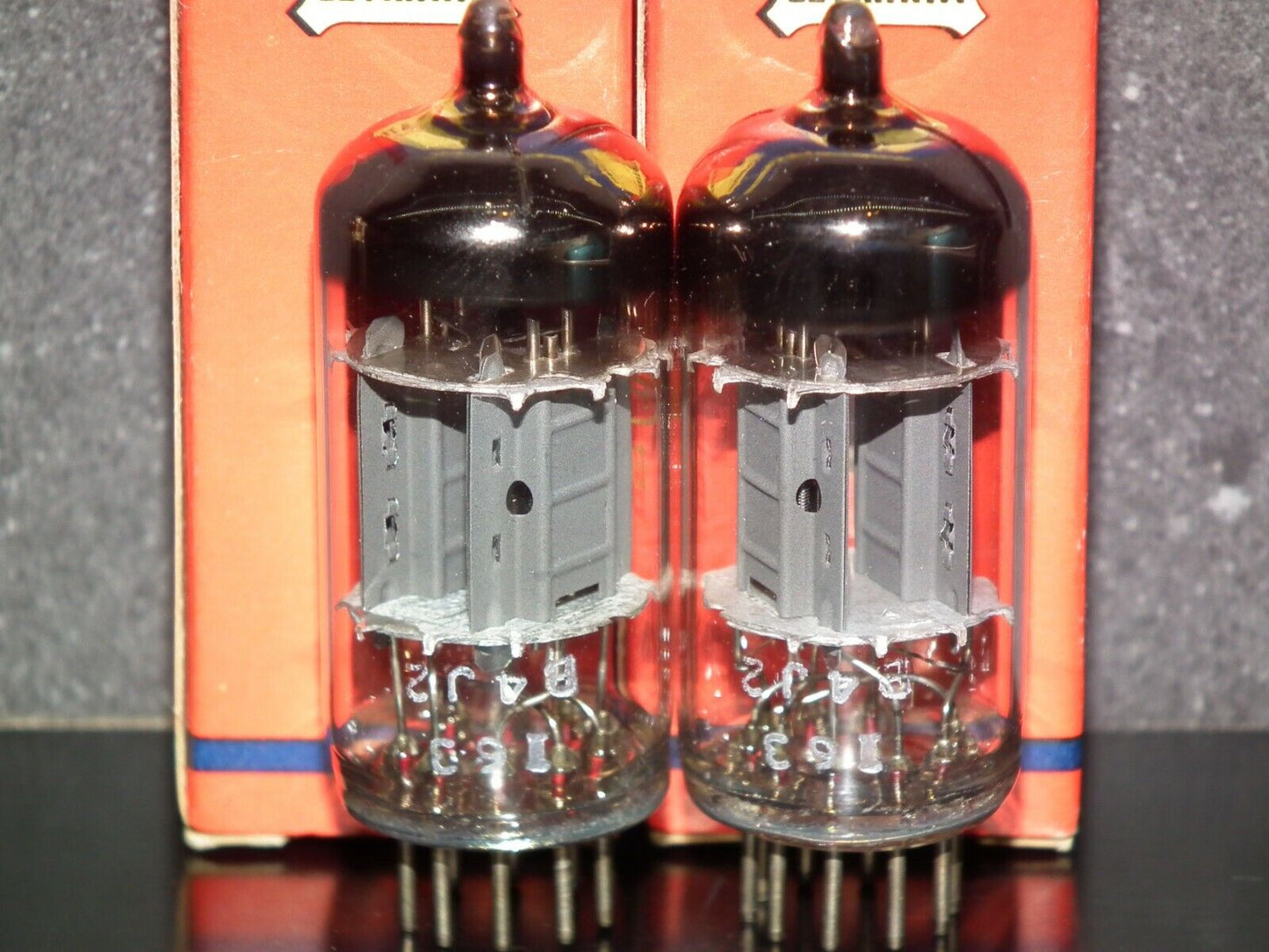 ECC83 Mullard 12AX7 Matched Pair Ribbed plates NOS NIB Branded RTC Blackburn