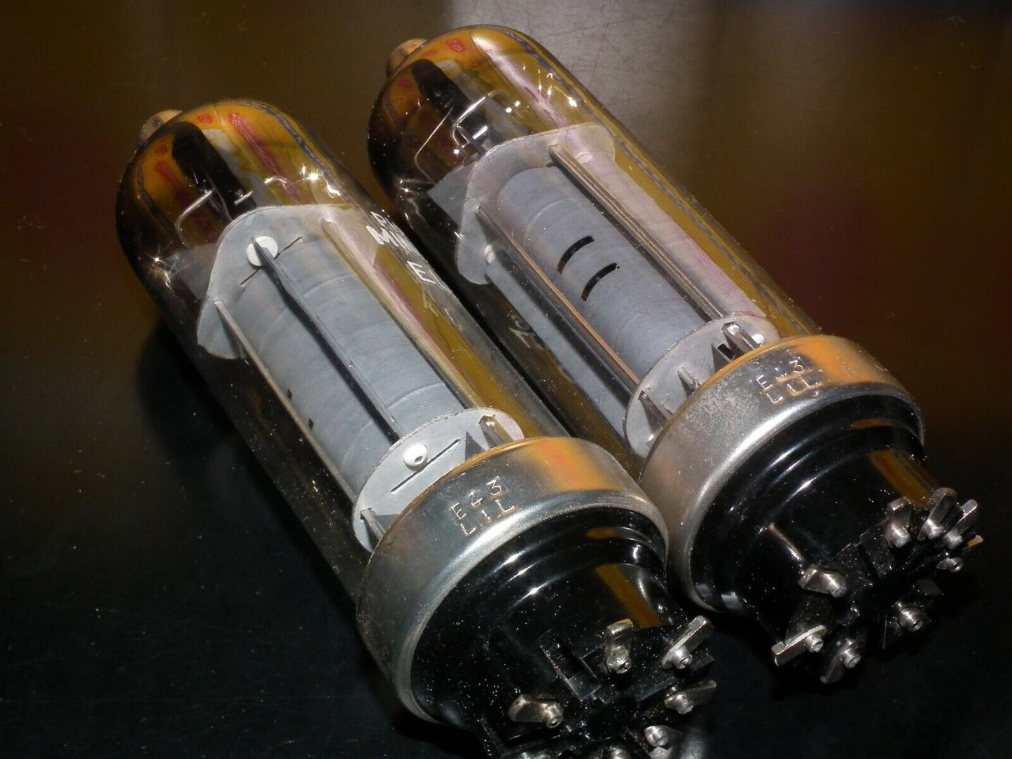 Matched Pair Philips EL50 Output Pentode RARE Dual D GETTER Metal Base same code