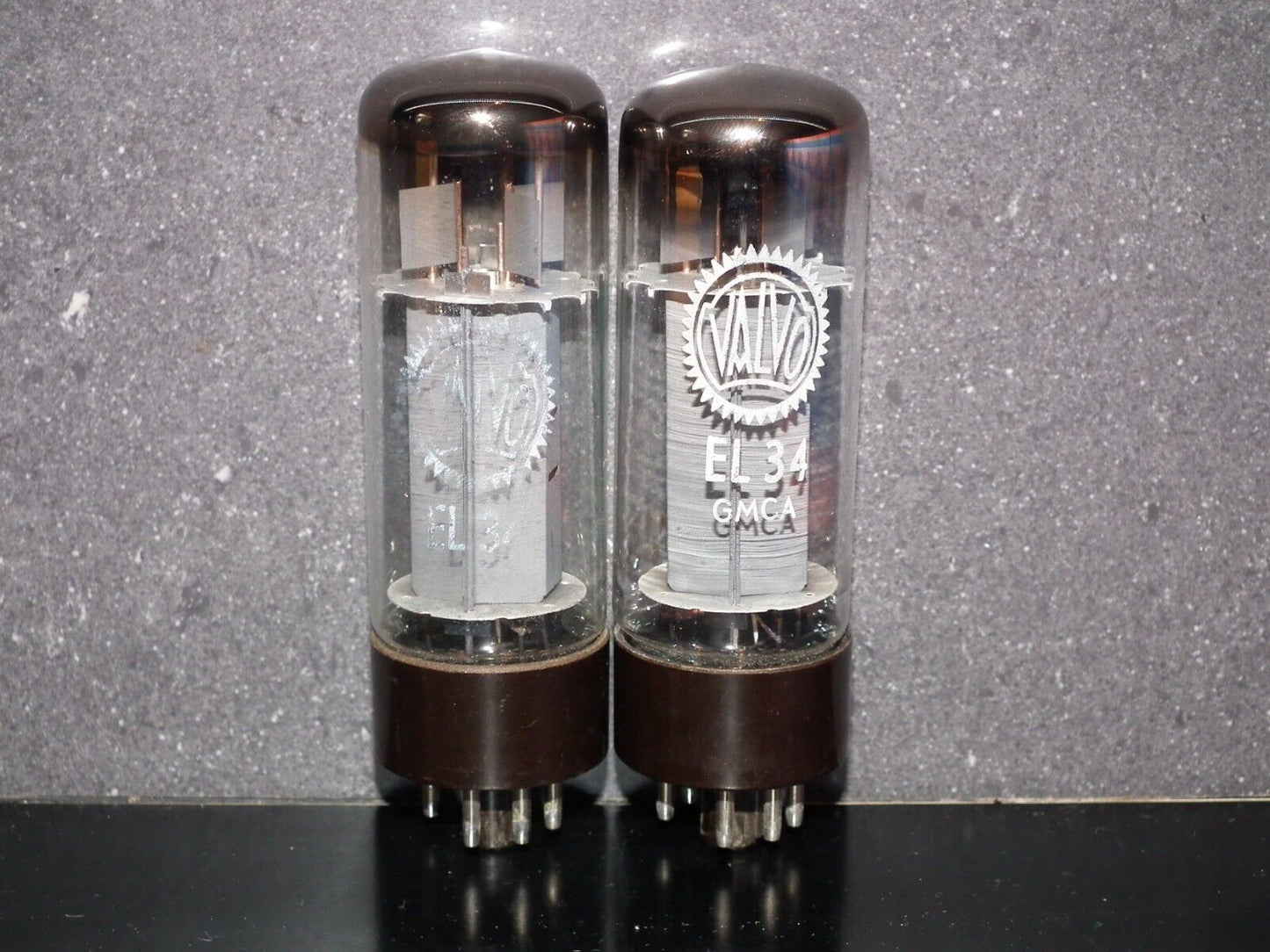 EL34 6CA7 Mullard Xf2 OO  Getter Welded Anodes Platinum Matched Pair Tested NOS
