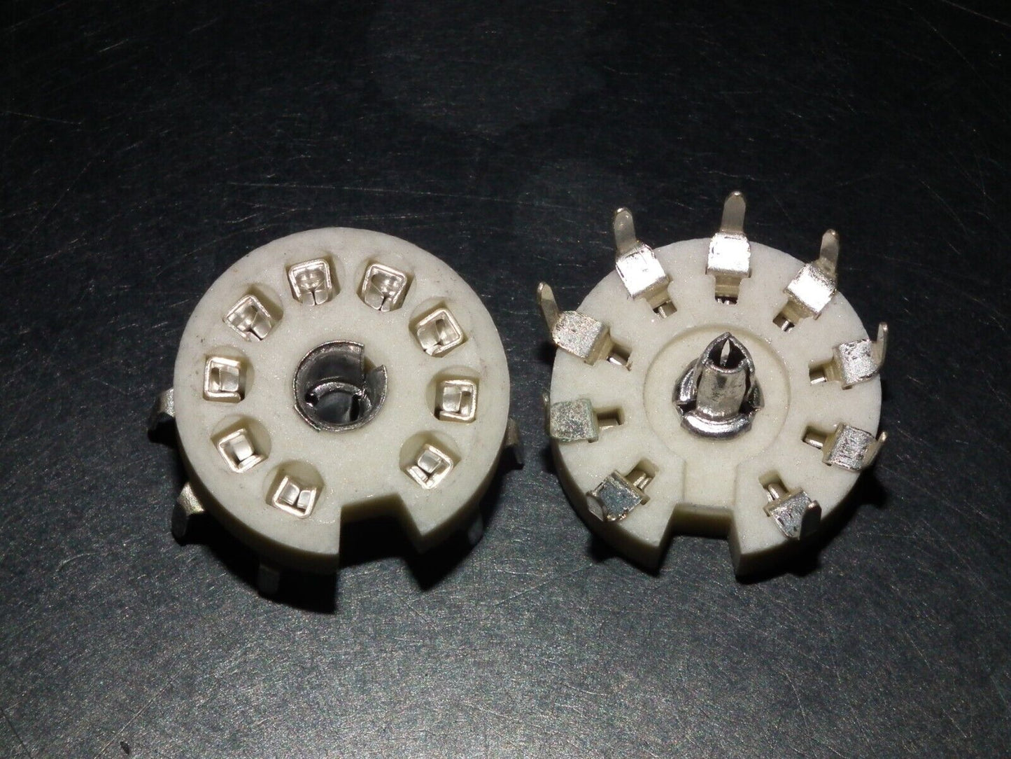 Two (2) VINTAGE NOS Noval Vacuum Tube Ceramic Socket for PCB West Germany 60s