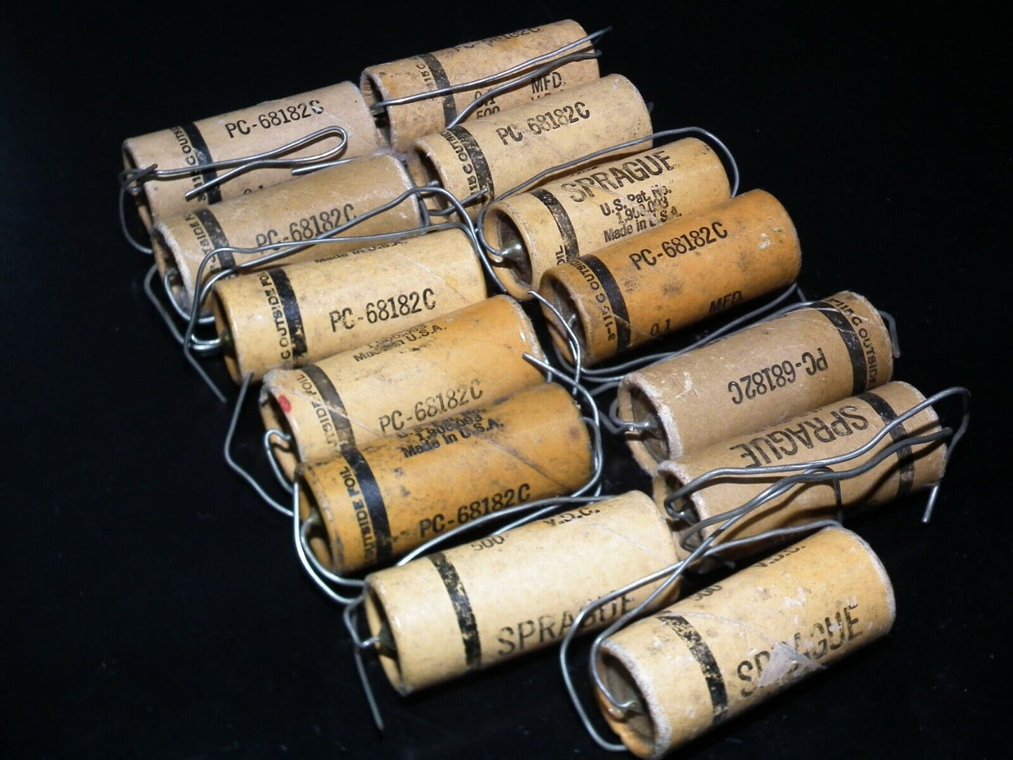 Two vintage SPRAGUE capacitors 0.1uF 500V NOS Guitar Amp MICAMOLD WAX PAPER