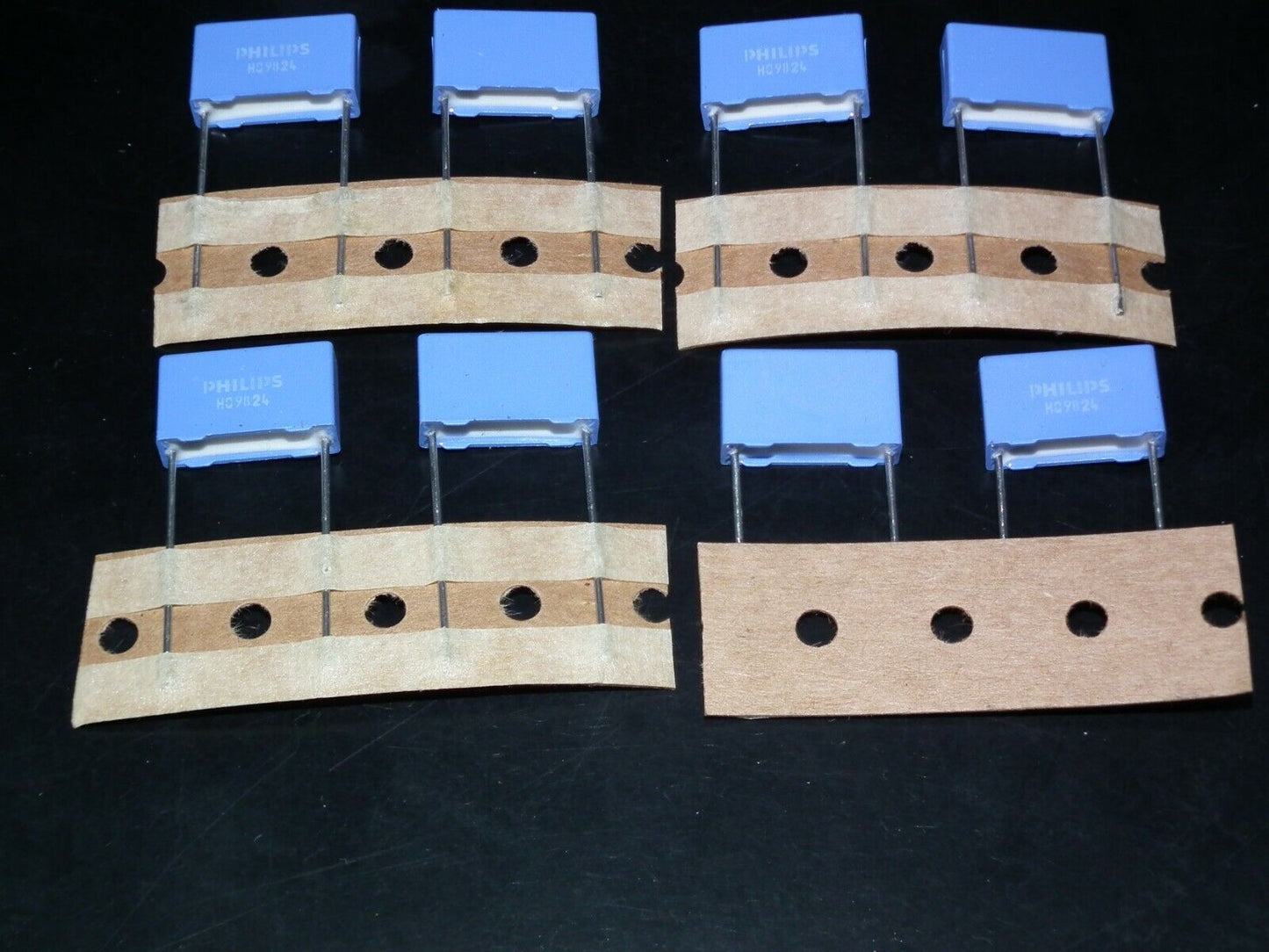 Four (4psc) vintage NOS MKP capacitors 120nF 250V Philips Polypropylene Film 379