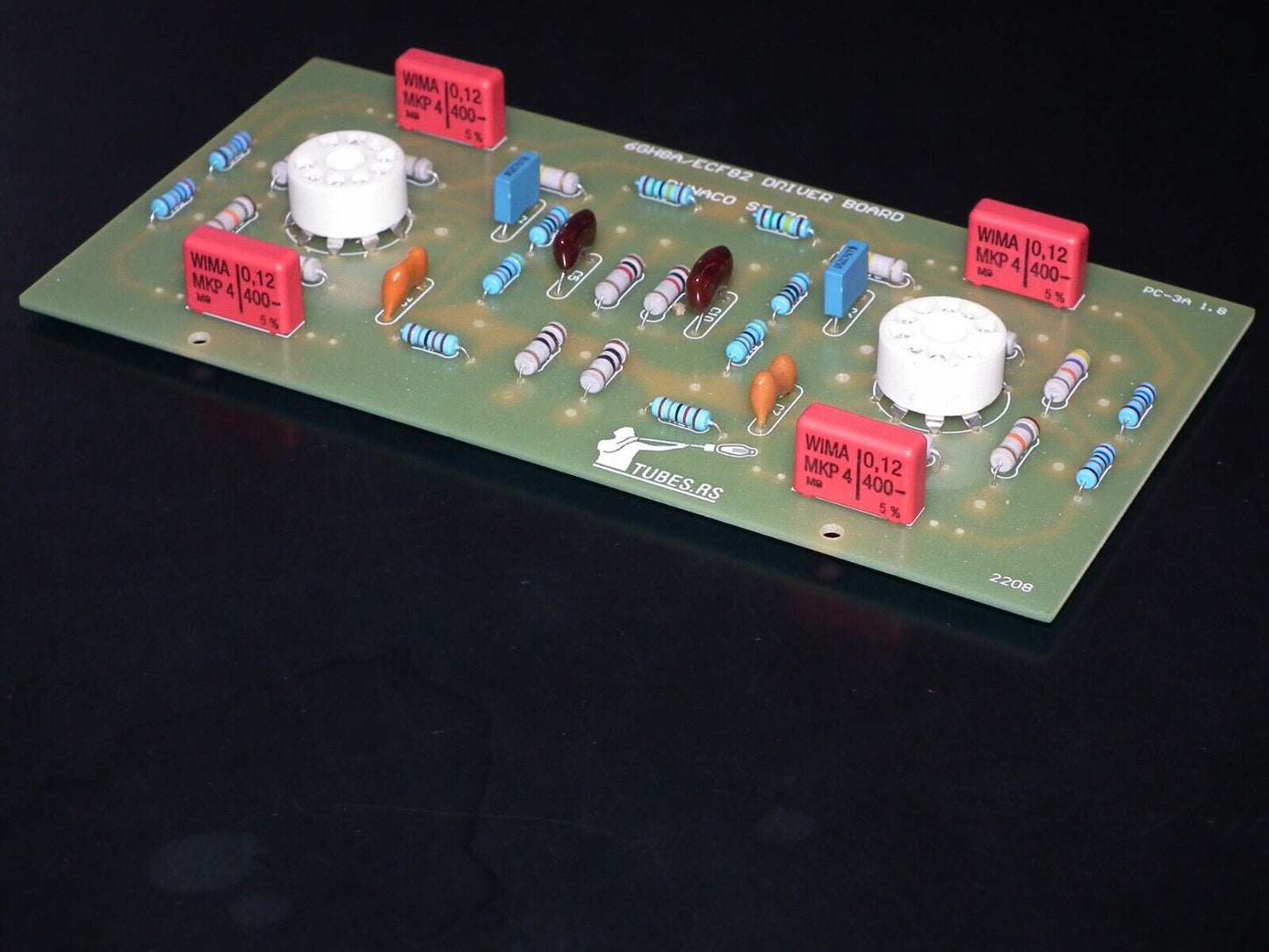 DYNACO ST-70 6GH8A / 6GH8 COMPLETE STUFFED PC-3 DRIVER BOARD (Retro Phenolic Look) WITH TUBES (NOS Platinum matched pair of 6GH8A EI Philips)