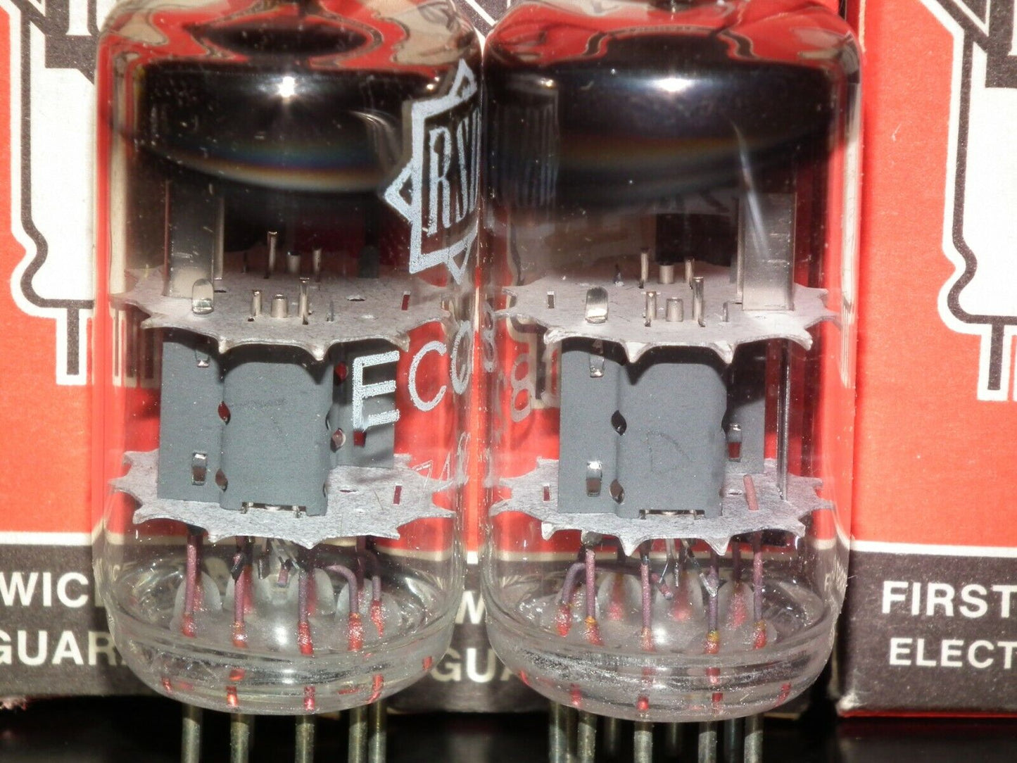 ECC82 12AU7 RFT rebranded RSD, NOS NIB Platinum Matched Pair, the same codes 70s